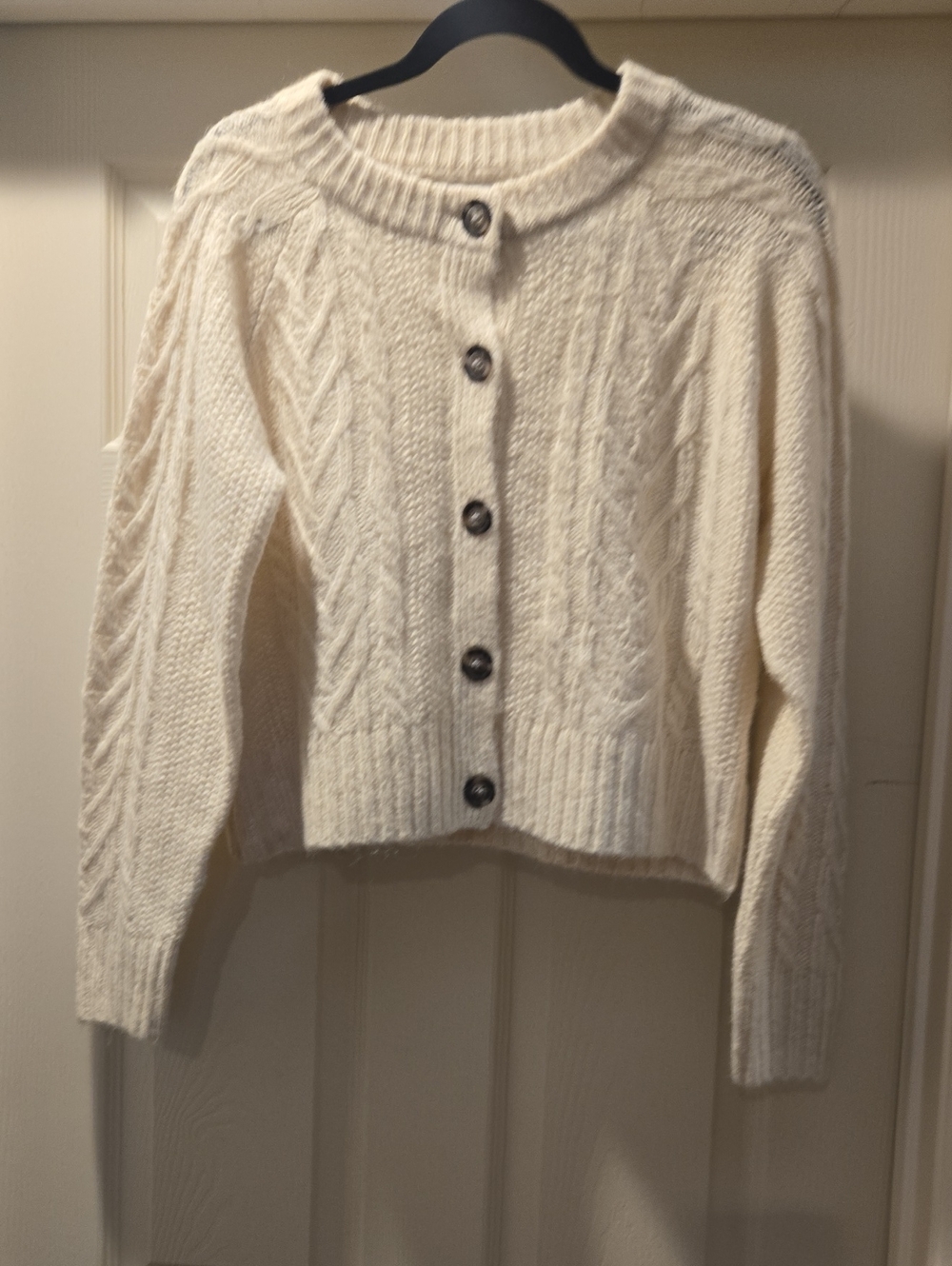 Old Navy Cream Cable Knit Button Cardigan
